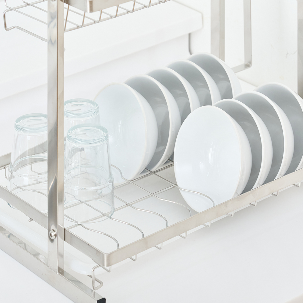 식기건조대 스텐 올인원 2단 물빠짐 무타공 주방 싱크대선반 설거지건조대 - 상세 이미지 2