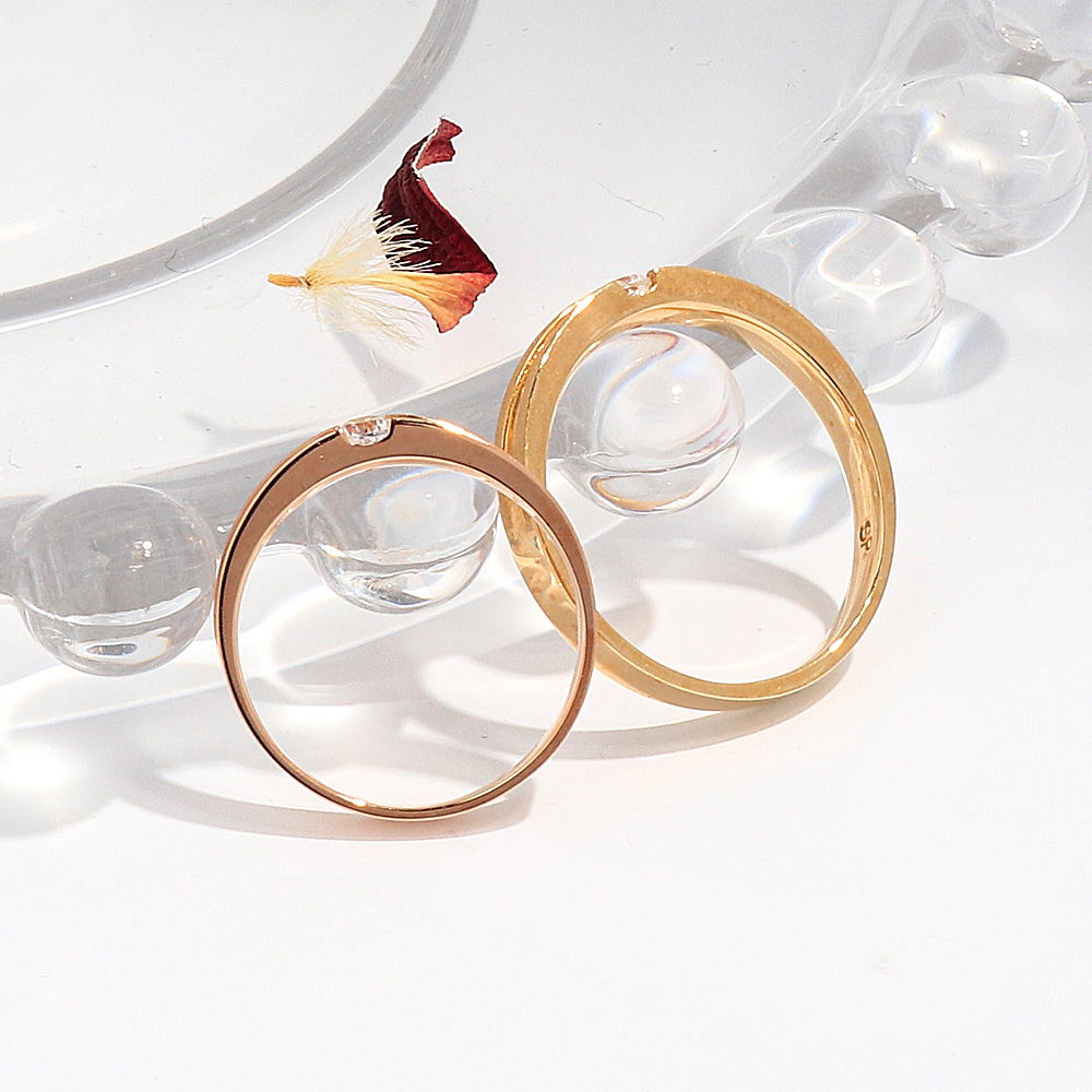 1부 랩 다이아 커플링 모노 라인 기념일 선물 데일리 심플 커플 반지 14K 18K