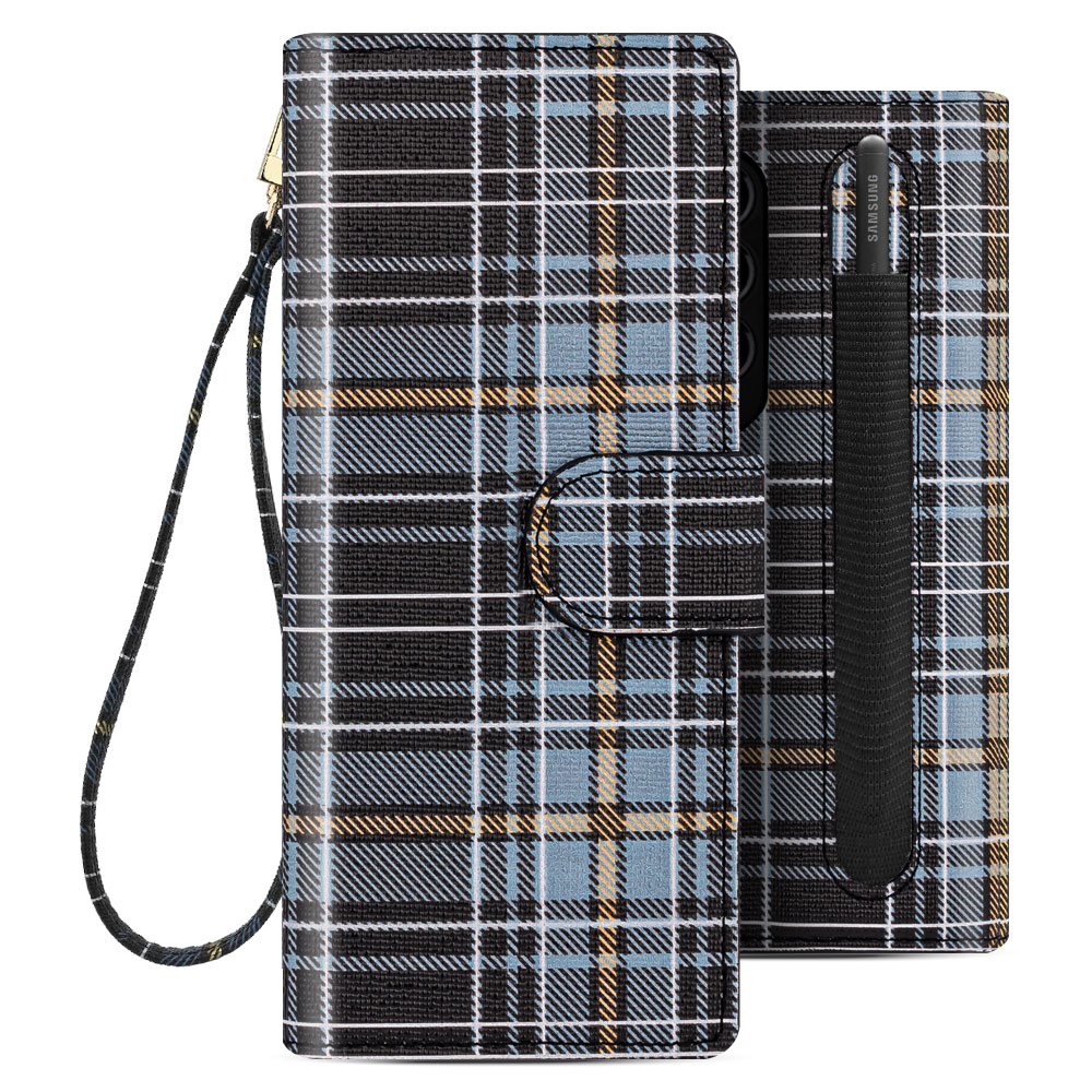 갤럭시 Z폴드4 타르탄 지갑형 스트랩 S펜 수납 다이어리 핑크 - 상세 이미지 3