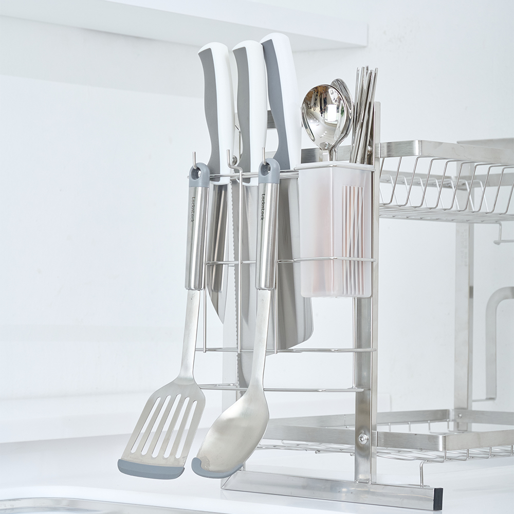 식기건조대 스텐 올인원 2단 물빠짐 무타공 주방 싱크대선반 설거지건조대 - 상세 이미지 3