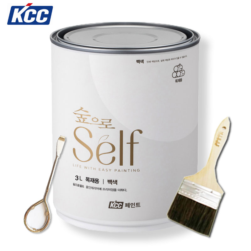 KCC 숲으로셀프 목재용 친환경 페인트 에그쉘광 백색 3L - 메인 이미지