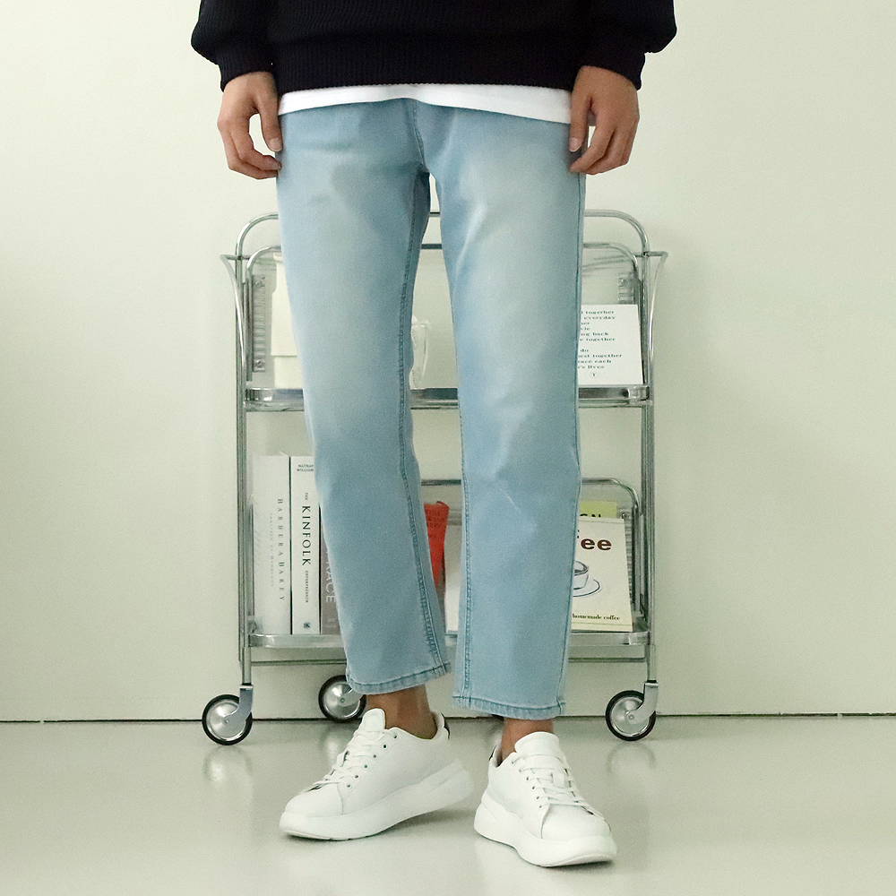 남자청바지 남자 허벅돼 데님 고무줄 청바지