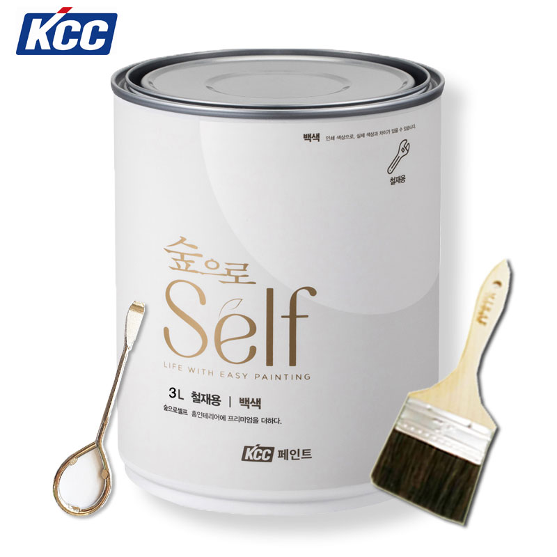 KCC 숲으로셀프 철재용 친환경 페인트 에그쉘광 백색 3L - 메인 이미지