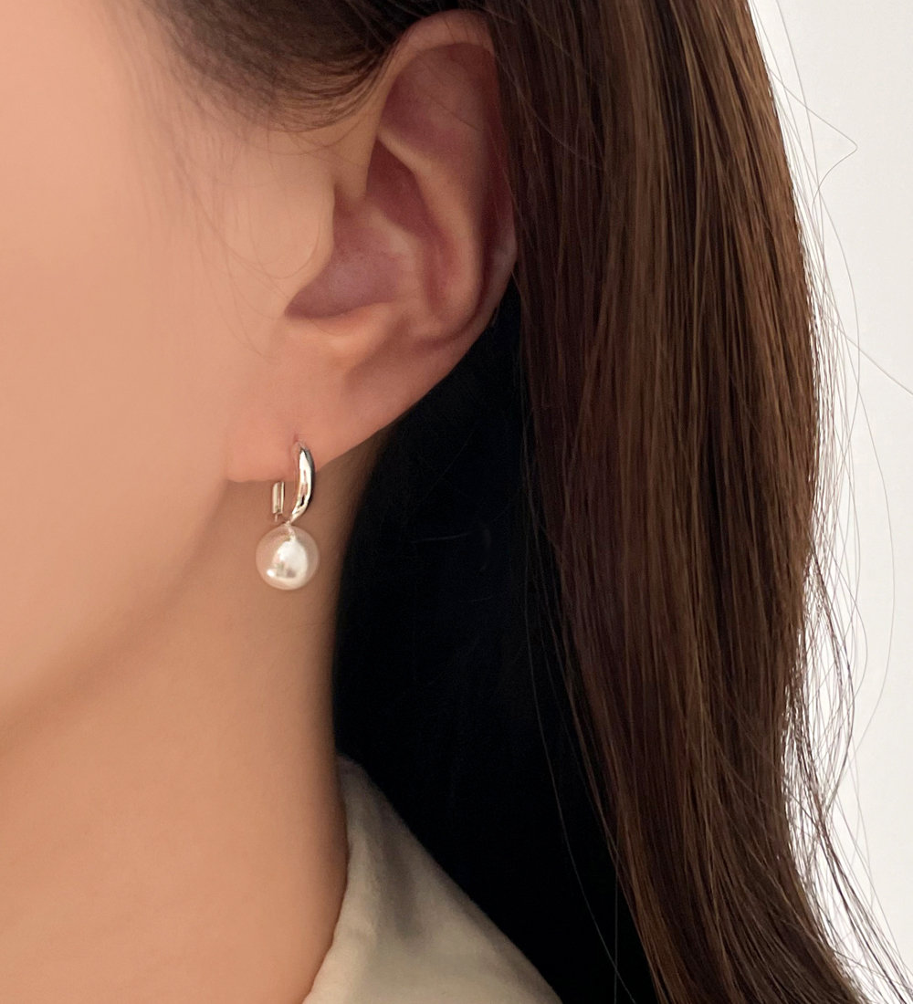 [무배/실버925] 스왈 진주 D 하프링 원터치 링귀걸이