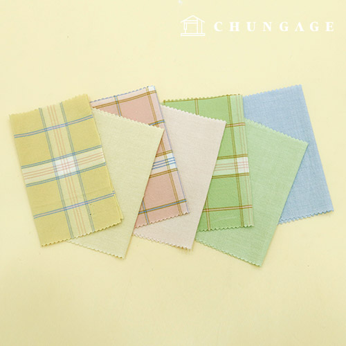 30수 선염 워싱 면 파스텔 체크 무지 대폭 원단 7종 - 상품 이미지