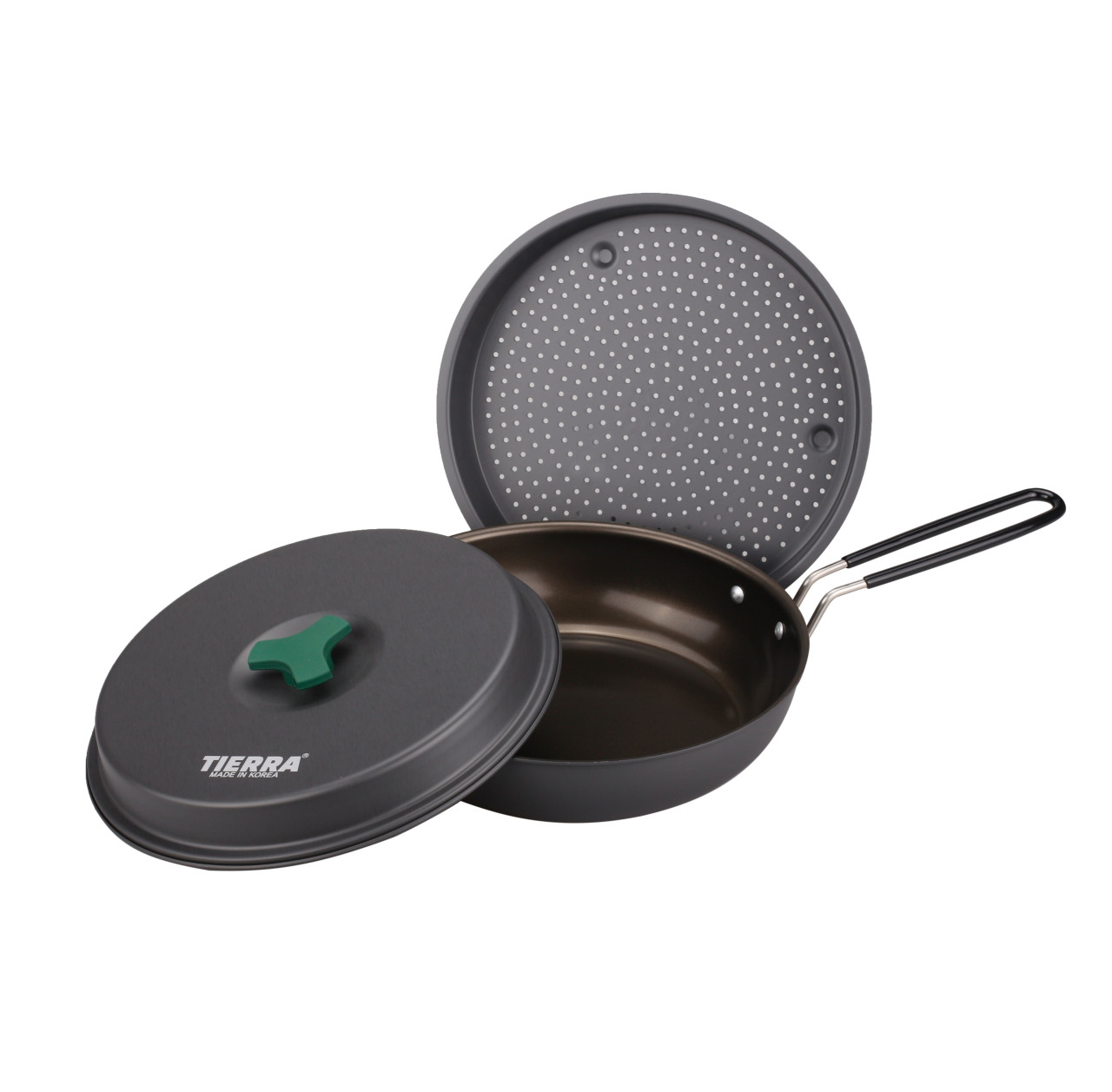 티에라 멀티 프라이팬 캠핑 백패킹 후라이팬 접이식 찜기세트 전용파우치포함 국산