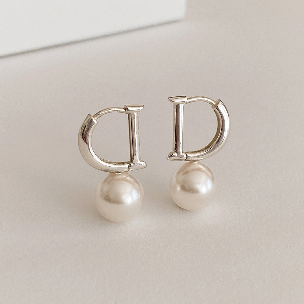 [무배/실버925] 스왈 진주 D 하프링 원터치 링귀걸이