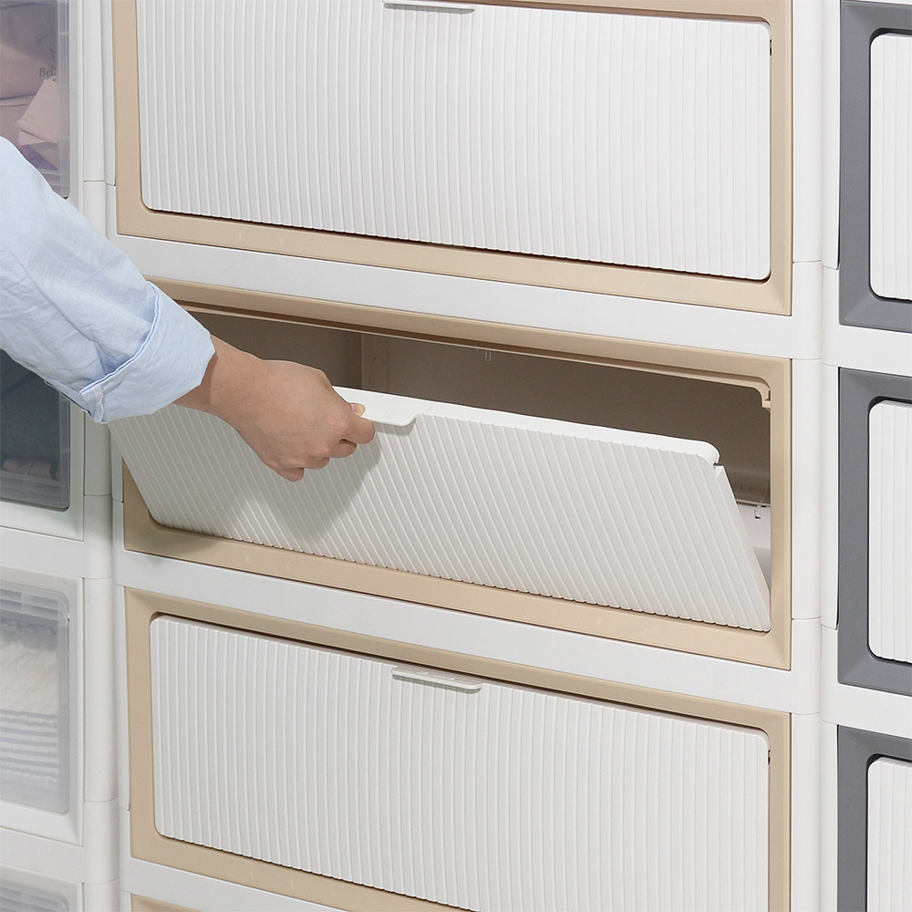 플라스틱수납함 모듈 리빙박스 옷 소품 정리함 폴드 수납함 400 3단