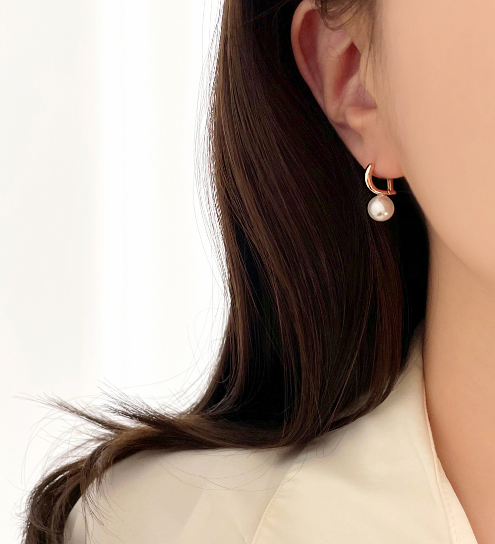 [무배/실버925] 스왈 진주 D 하프링 원터치 링귀걸이