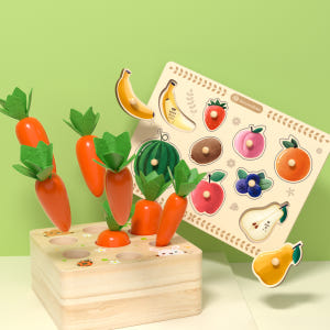 고려베이비 당근뽑기 과일퍼즐 세트 소근육 발달 아기 장난감 원목 교구 실사용 후기 | 효과 있을까? - 상품 이미지 1