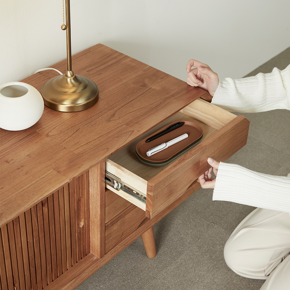 [무료배송] 참죽나무 원목 티비다이 루버린 TV 거실장 2000