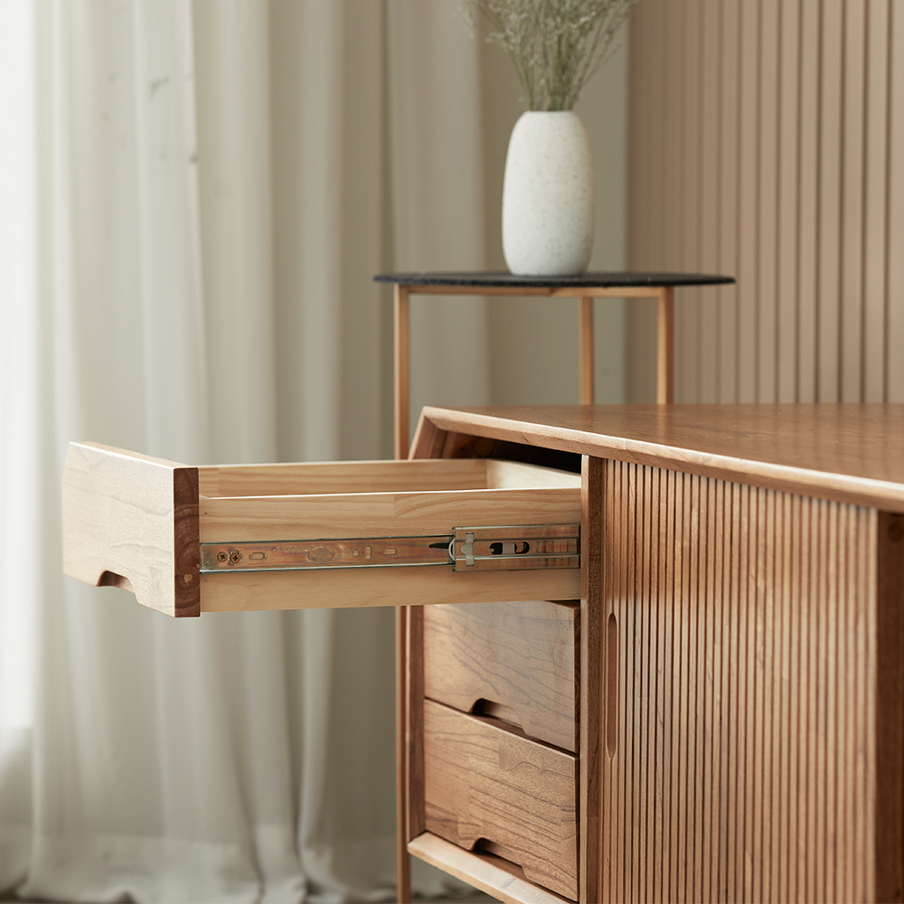 [무료배송] 참죽나무 원목 티비다이 루버린 TV 거실장 2000