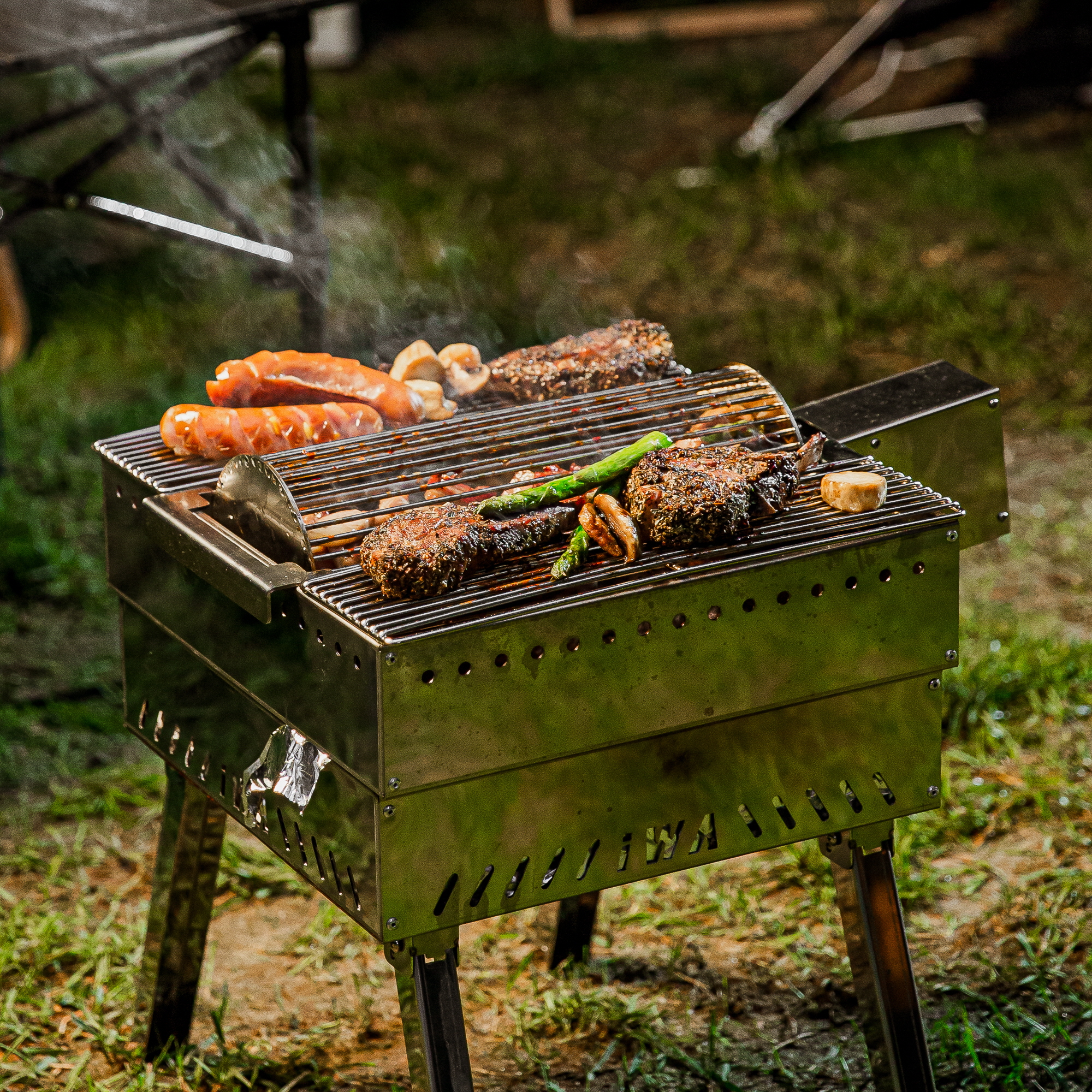 아이와캠프 롤링비비큐 세트 자동 회전그릴 캠핑화로대 바베큐그릴 캠핑용품