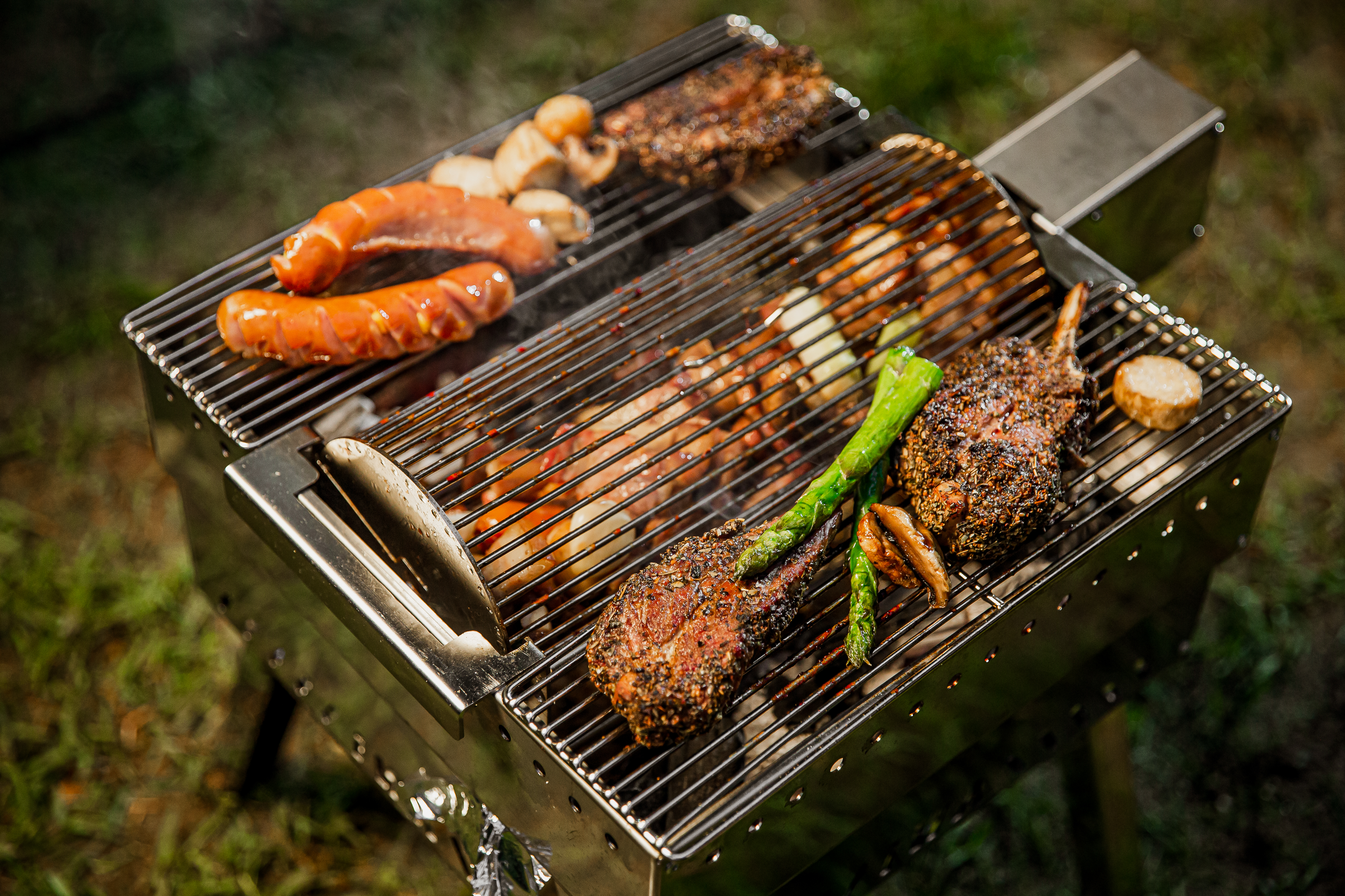 아이와캠프 롤링비비큐 세트 자동 회전그릴 캠핑화로대 바베큐그릴 캠핑용품