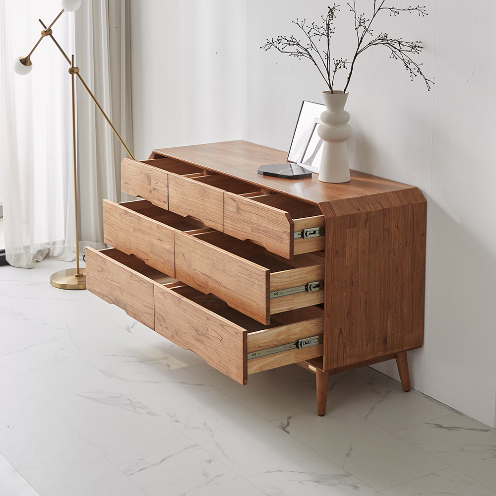 [무료배송] 참죽나무 원목 루버린 3단 와이드 화장대 서랍장 (거울 포함)