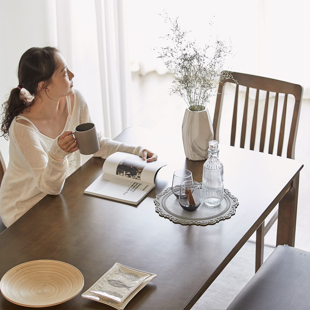 [무료배송] 로렌 고무나무 원목 4인용 식탁 테이블