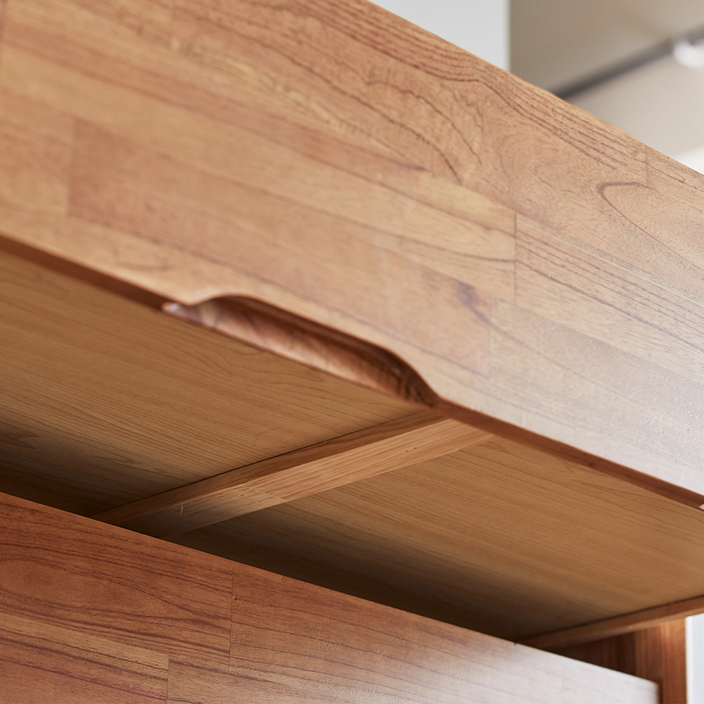 [무료배송] 참죽나무 원목 루버린 5단 서랍장 800