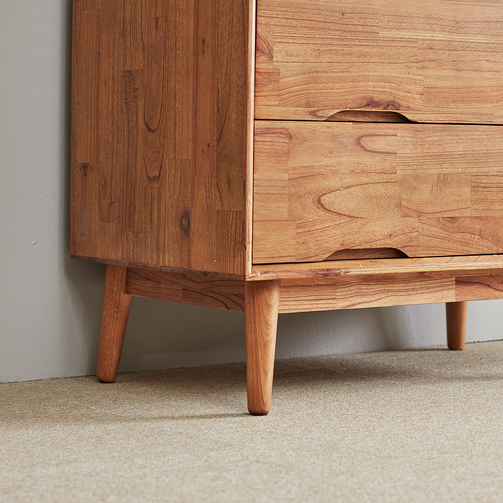 [무료배송] 참죽나무 원목 루버린 5단 서랍장 800