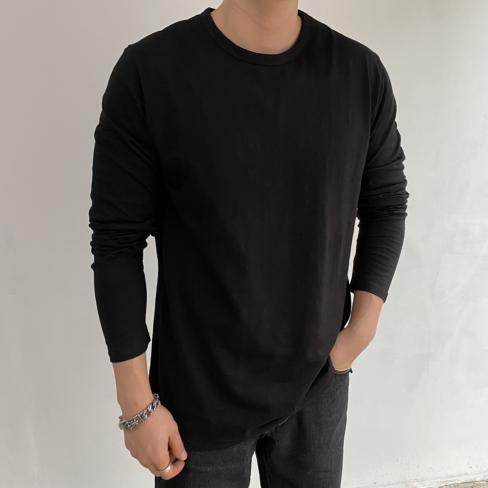 사계절 밑단트임 남자 티셔츠 레이어드 티 긴팔 - 상세 이미지 4