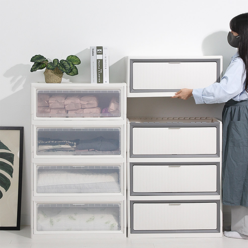 플라스틱수납함 모듈 리빙박스 옷 소품 정리함 폴드 수납함 400 3단