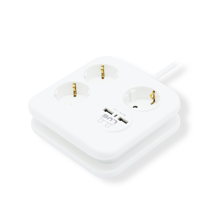 러그박스 납작 멀티탭 플러그 USB 디자인 큐브 납작한 멀티 콘센트 사각 1.4m 뉴레드 - 상세 이미지 5
