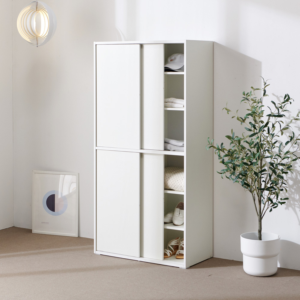 슬라이딩수납장 슬림 높은 틈새 슬라이드 수납장 800x400x1600mm, 6단, 화이트