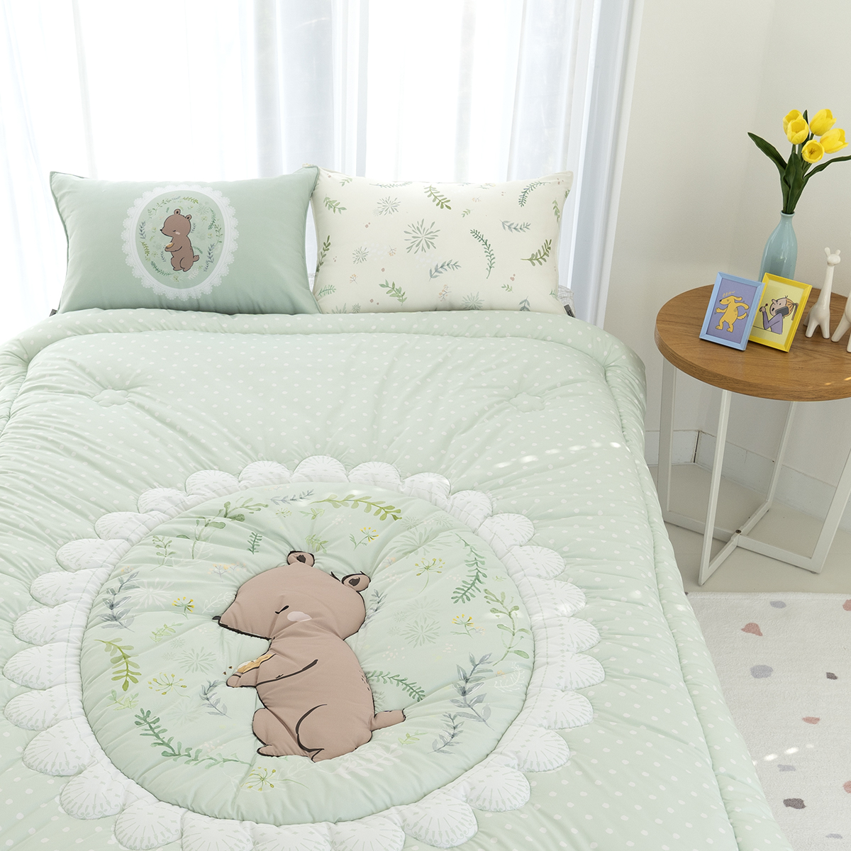 키즈 알러지케어 간절기 손자수 차렵이불 패드세트 앤베어 (곰돌이), S.SS(싱글.슈퍼싱글겸용)