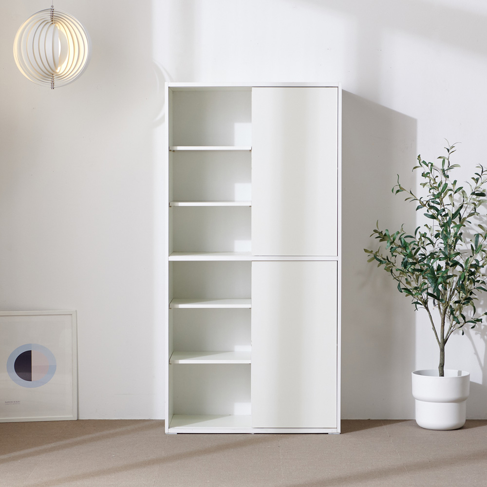 슬라이딩수납장 슬림 높은 틈새 슬라이드 수납장 800x400x1600mm, 6단, 화이트