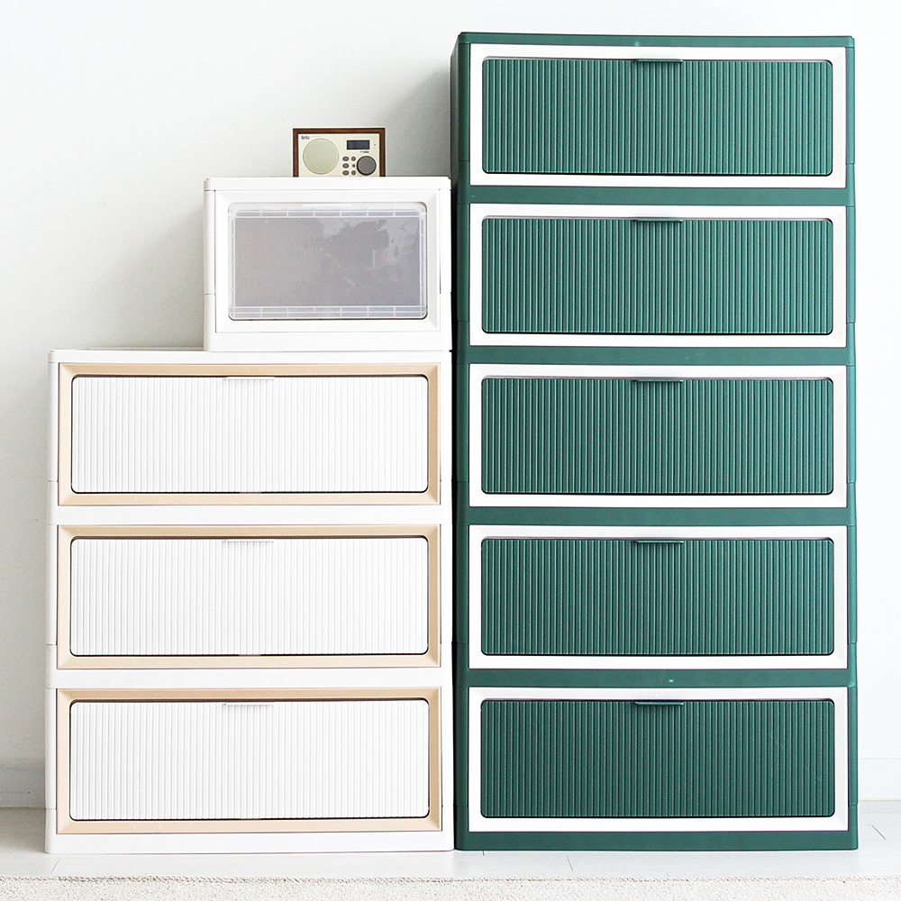 플라스틱수납함 모듈 리빙박스 옷 소품 정리함 폴드 수납함 400 3단