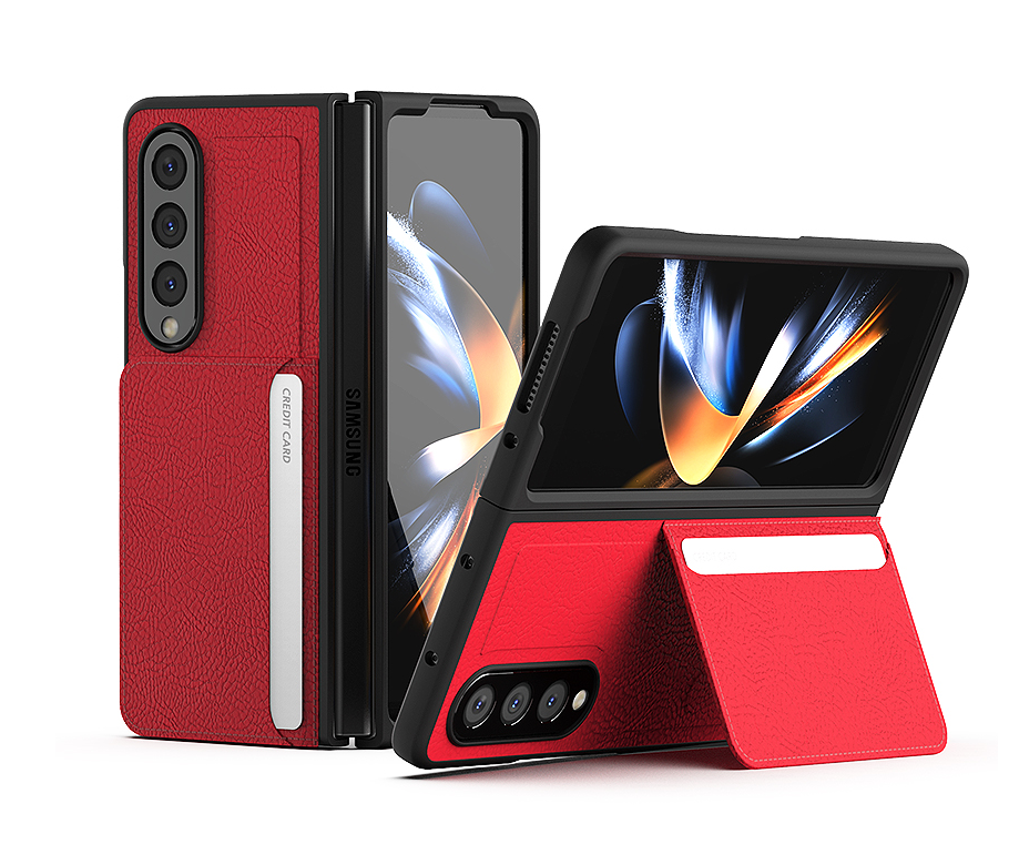 갤럭시 Z 폴드 케이스 카드 수납 스탠딩 커버 레드, 갤럭시Z 폴드5 - 상세 이미지 5