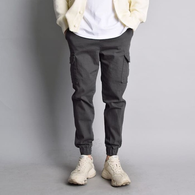 남자 스프링 봄 가을 워싱 스판 카고 조거 팬츠 - 상세 이미지 3