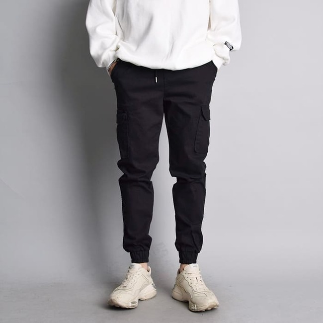 남자 스프링 봄 가을 워싱 스판 카고 조거 팬츠 - 상세 이미지 2