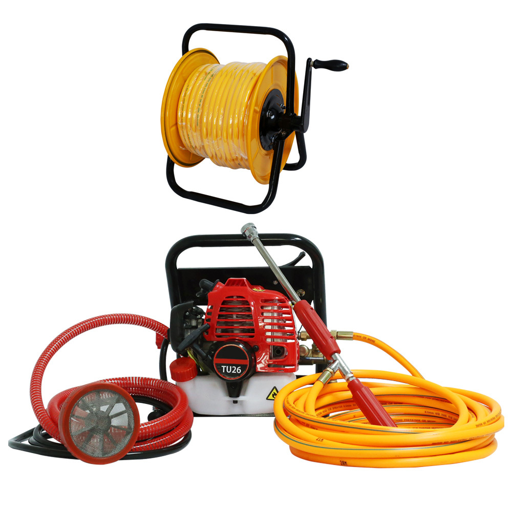 DW 휴대용 엔진분무기+고압호스릴 50M 농업 배수 급수