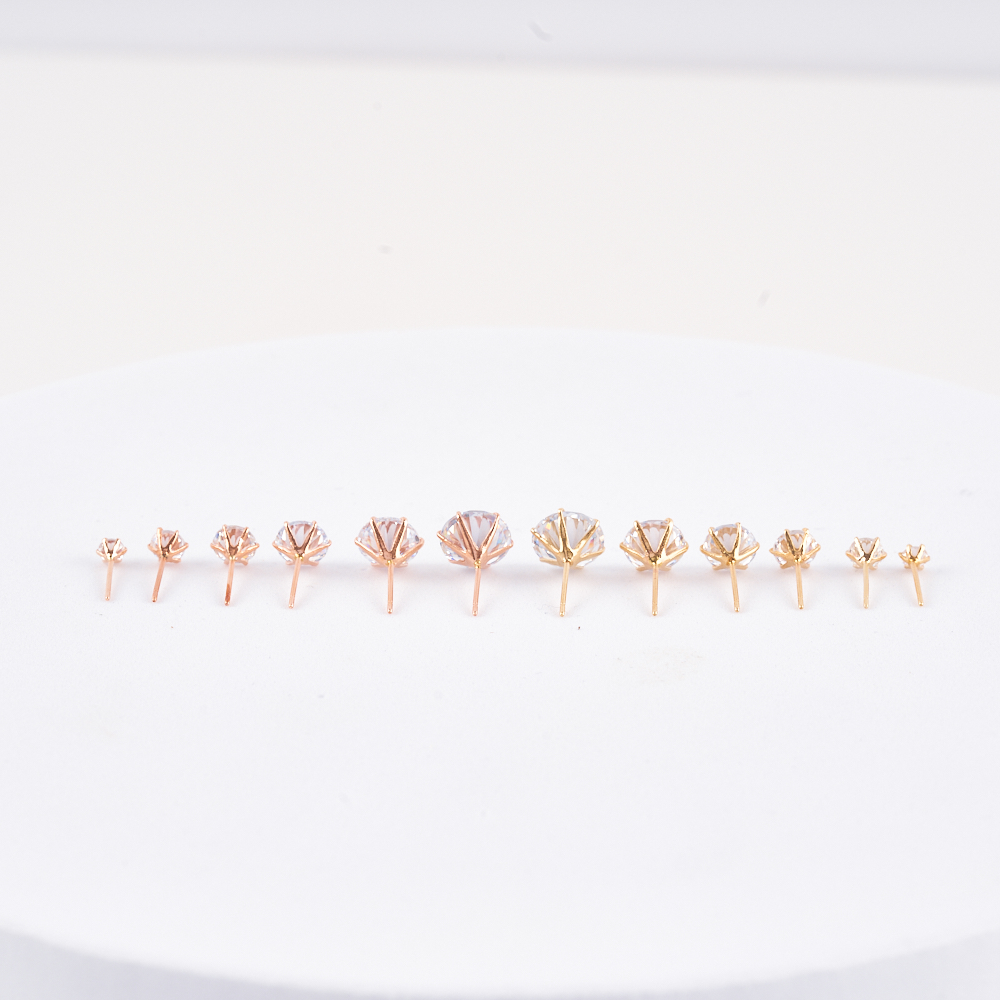 14K 큐빅귀걸이 데일리 심플 6발 귀걸이 튼튼한 알빠짐 없음 CA200001-6