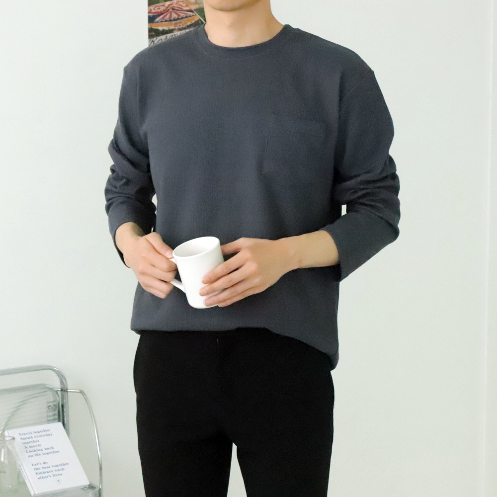 남자긴팔티 구김없는 포켓 빅사이즈 이너 티셔츠 이미지 4