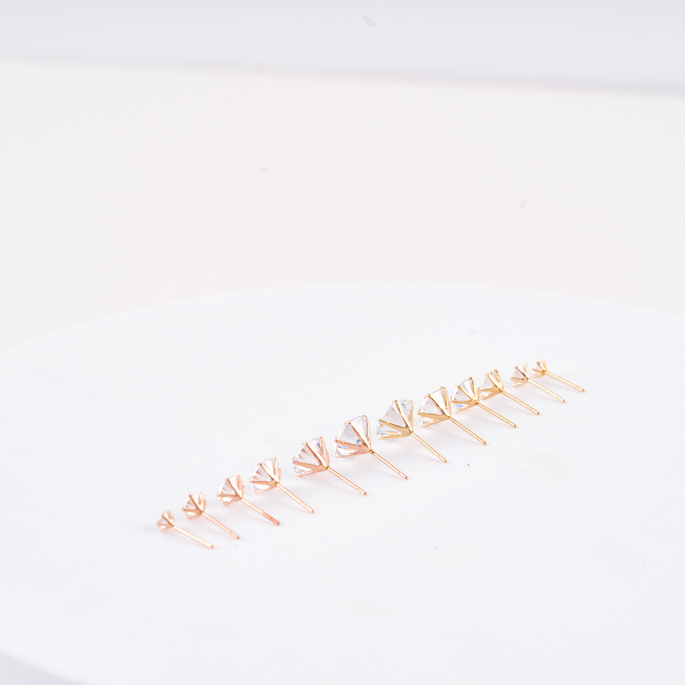 14K 큐빅귀걸이 데일리 심플 6발 귀걸이 튼튼한 알빠짐 없음 CA200001-6