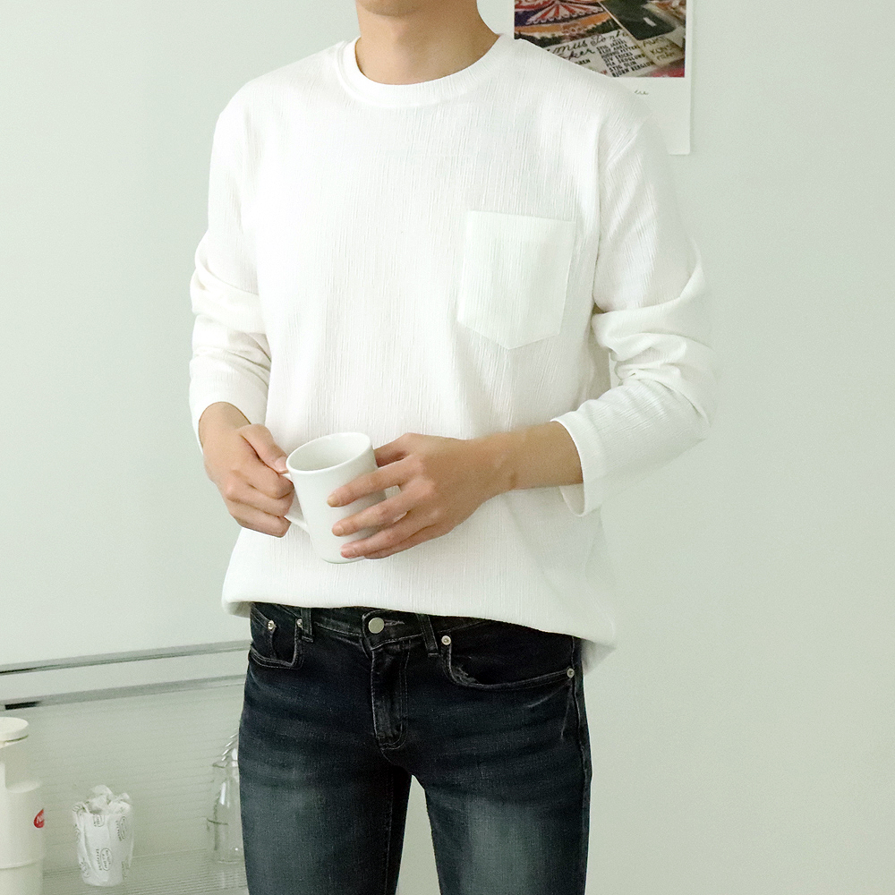 남자긴팔티 구김없는 포켓 빅사이즈 이너 티셔츠 이미지 2