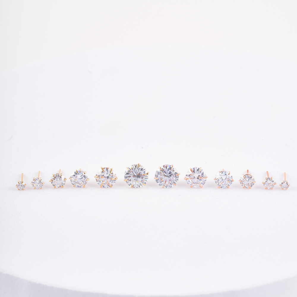 14K 큐빅귀걸이 데일리 심플 6발 귀걸이 튼튼한 알빠짐 없음 CA200001-6