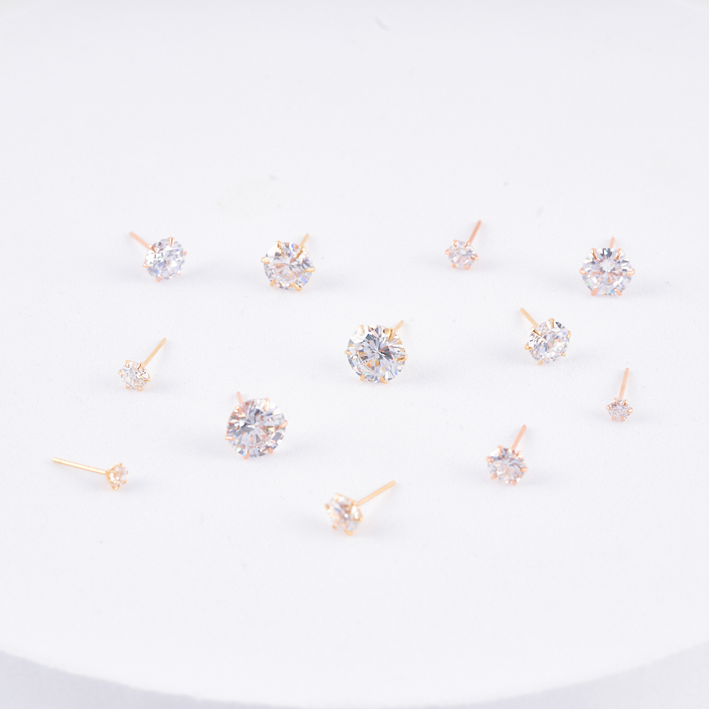 14K 큐빅귀걸이 데일리 심플 6발 귀걸이 튼튼한 알빠짐 없음 CA200001-6