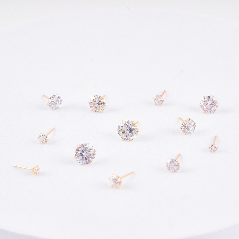 14K 큐빅귀걸이 데일리 심플 6발 귀걸이 튼튼한 알빠짐 없음 CA200001-6