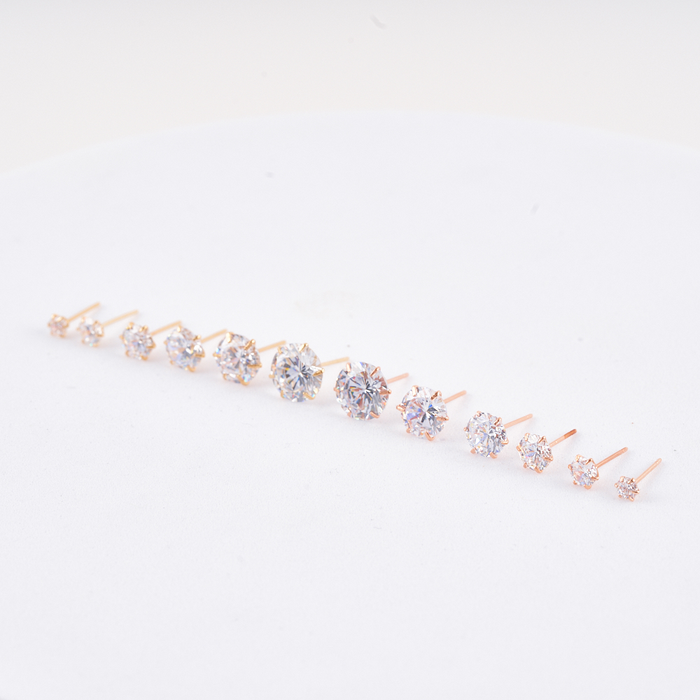 14K 큐빅귀걸이 데일리 심플 6발 귀걸이 튼튼한 알빠짐 없음 CA200001-6