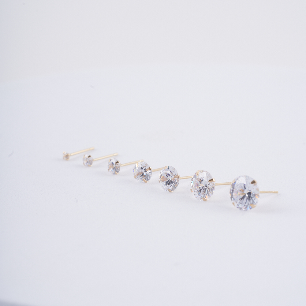 14k 금 큐빅 귀걸이 2MM - 8MM 데일리 심플 귀걸이 한쌍 - 상세 이미지 3