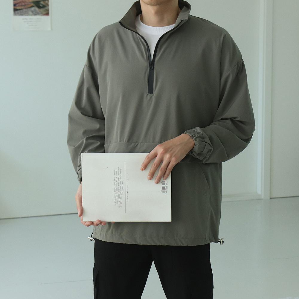 남자바람막이 반집업맨투맨 빅사이즈 오버핏 아노락바람막이 - 메인 이미지