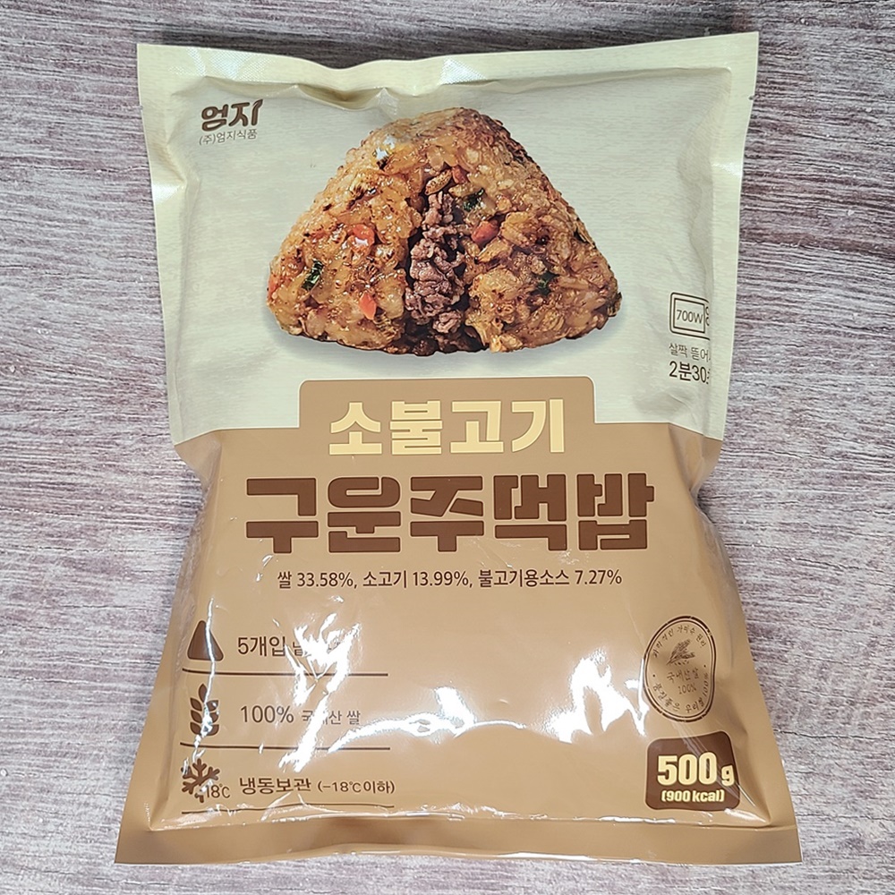 엄지 구운주먹밥 소불고기 100g x 5개 삼각 냉동주먹밥 - 상품 이미지