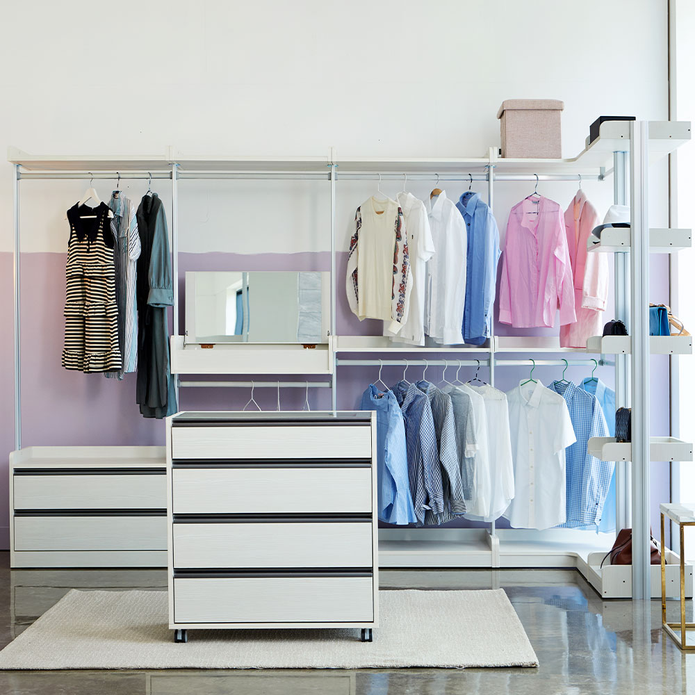 모디쉬갤러리 팬시 무타공 스탠드형 시스템 행거 드레스룸 펜트리 선반 3Colors