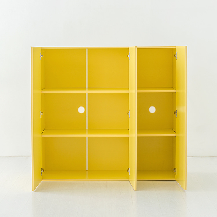 피크 3문 높은수납장 1146 1193mmx410mmx1146mm, 3단, 옐로우 0279.4374 이미지 6