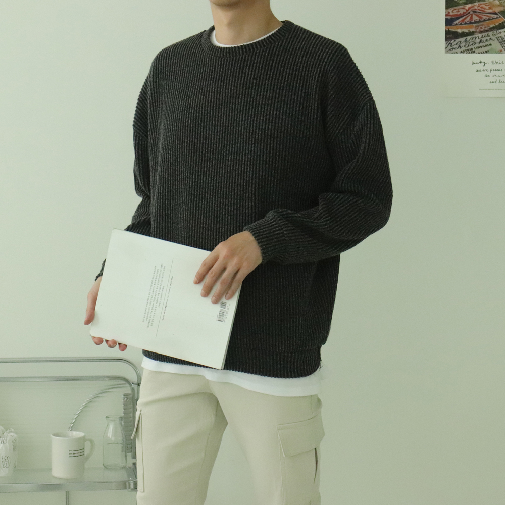 남자오버핏니트 남성기모맨투맨 남자 커플 니트 이미지 3