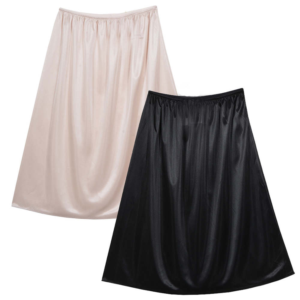 (2pcs) 국산 여성 실크촉감 롱속치마 긴속치마 이너 비침방지 롱 슬립 스커트 제품 이미지