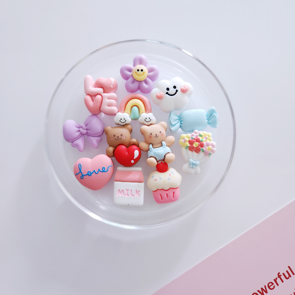 러블리 마카롱 곰돌이 12P 파츠 자비츠 세트 곰돌이 하트 클로그 참 지비추 꾸미기 - 상세 이미지 2