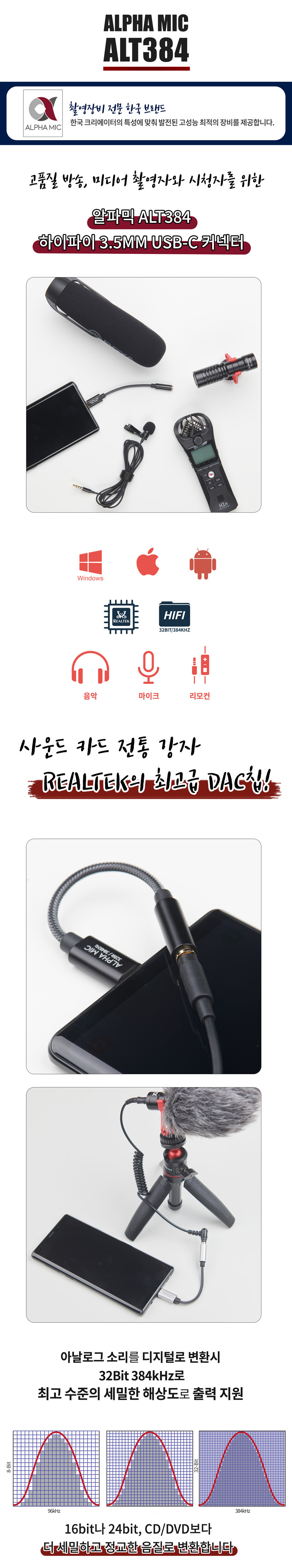 알파믹 C타입 이어폰 젠더 Cto3.5mm 잭 변환 USB 헤드폰 아이폰 연결 판매처 상세 정보 이미지 2